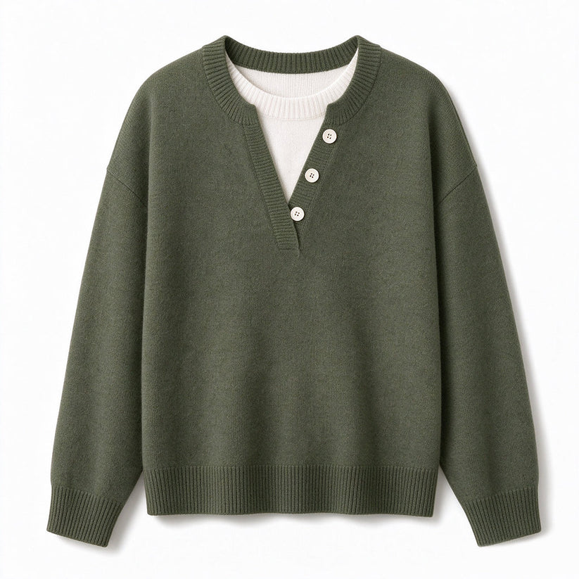 Women's Layered Button Detail Knit Jumper