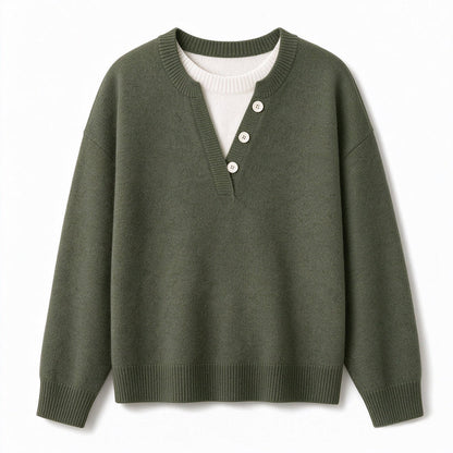 Women's Layered Button Detail Knit Jumper