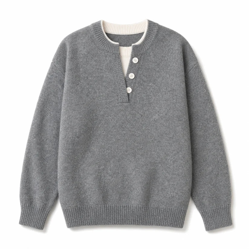 Women's Layered Button Detail Knit Jumper