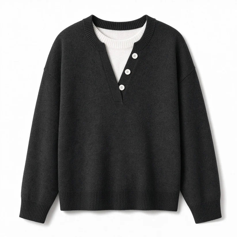 Women's Layered Button Detail Knit Jumper