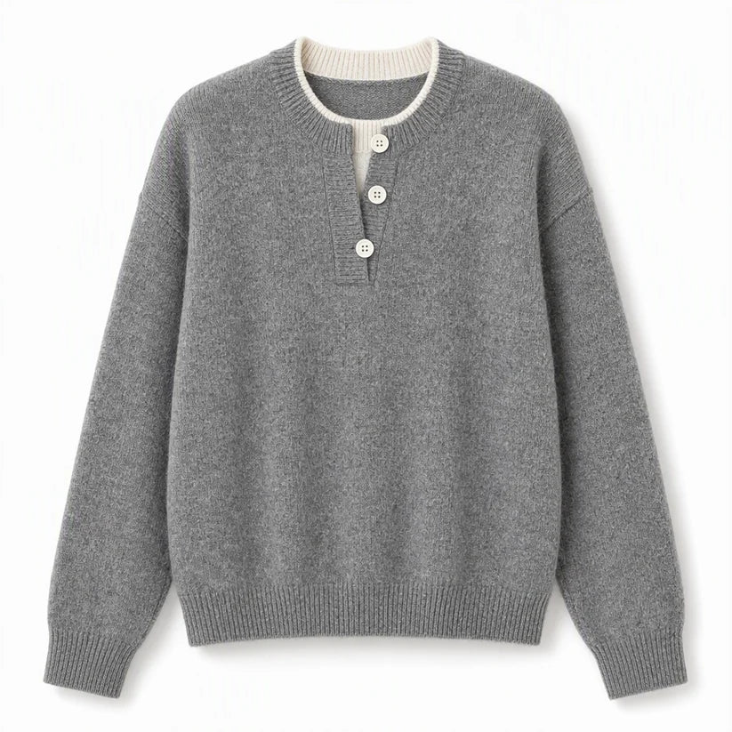 Women's Layered Button Detail Knit Jumper