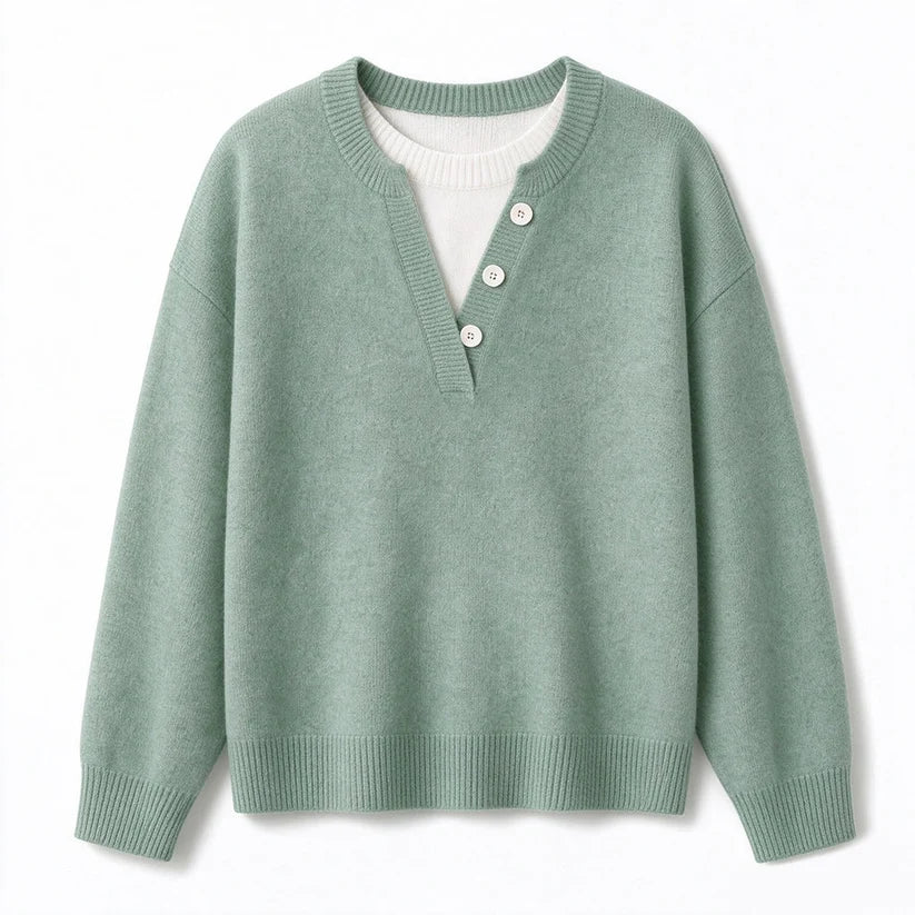Women's Layered Button Detail Knit Jumper