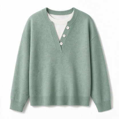 Women's Layered Button Detail Knit Jumper