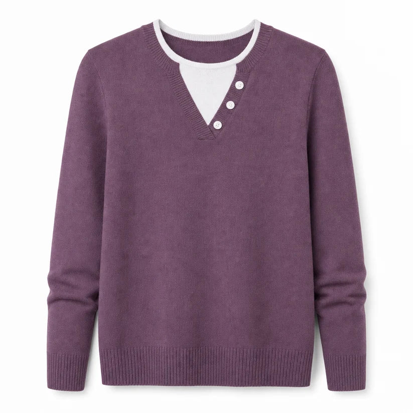Women's Layered Button Detail Knit Jumper
