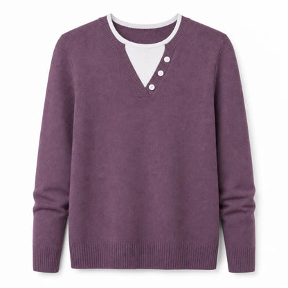 Women's Layered Button Detail Knit Jumper