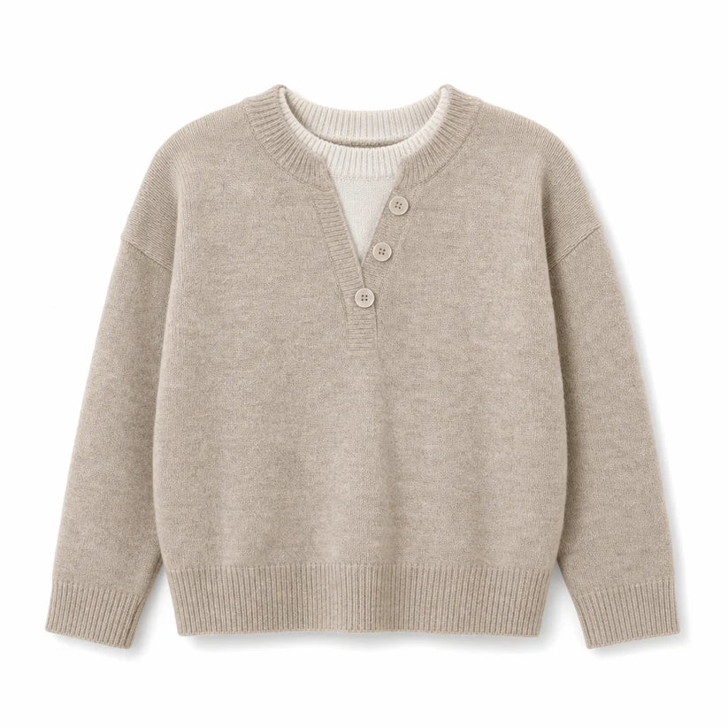 Women's Layered Button Detail Knit Jumper