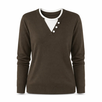 Women's Layered Button Detail Knit Jumper