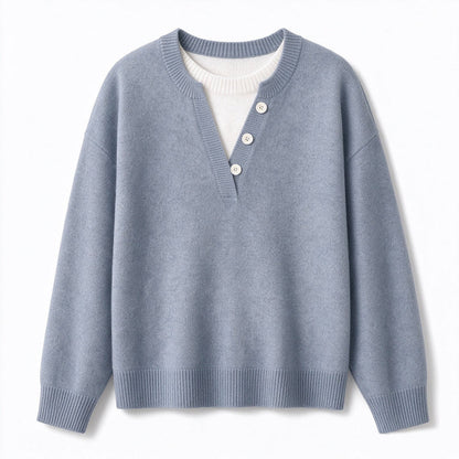 Women's Layered Button Detail Knit Jumper