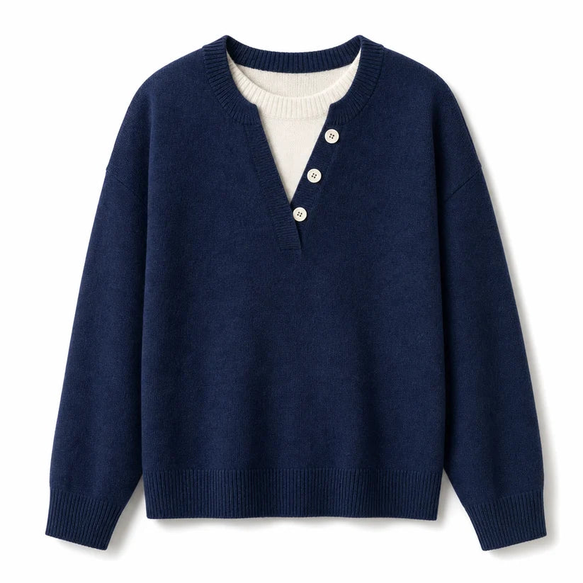 Women's Layered Button Detail Knit Jumper