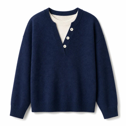 Women's Layered Button Detail Knit Jumper