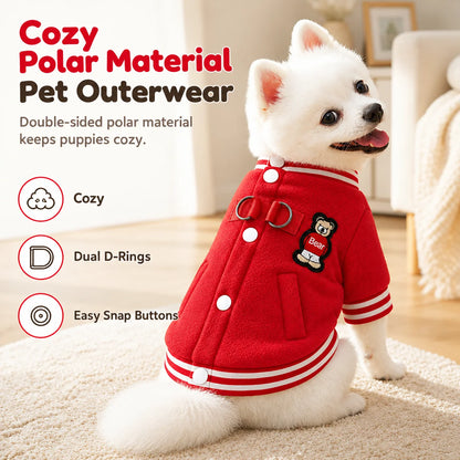 Cosy Fleece Dog Jacket with Leash Rings