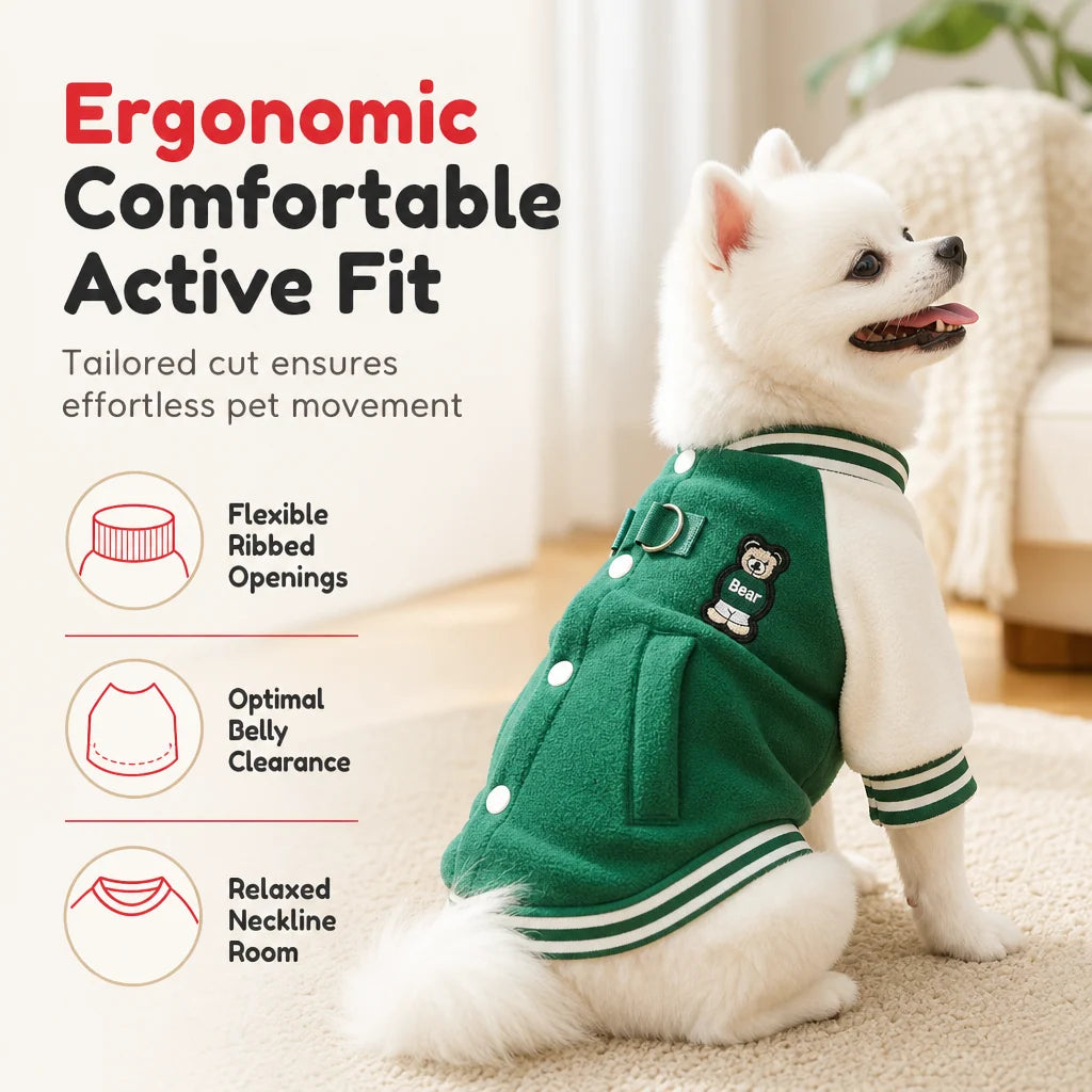 Cosy Fleece Dog Jacket with Leash Rings
