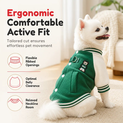 Cosy Fleece Dog Jacket with Leash Rings