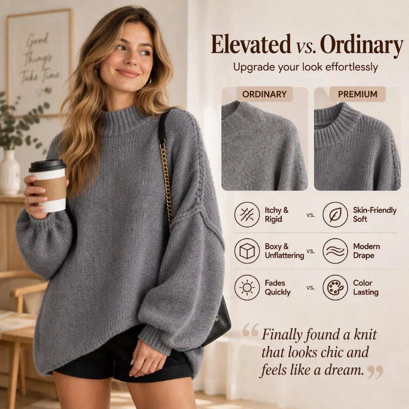 Women's Cosy Oversized Mock Neck Knit Jumper