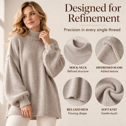 Women's Cosy Oversized Mock Neck Knit Jumper