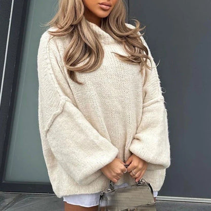 Women's Cosy Oversized Mock Neck Knit Jumper