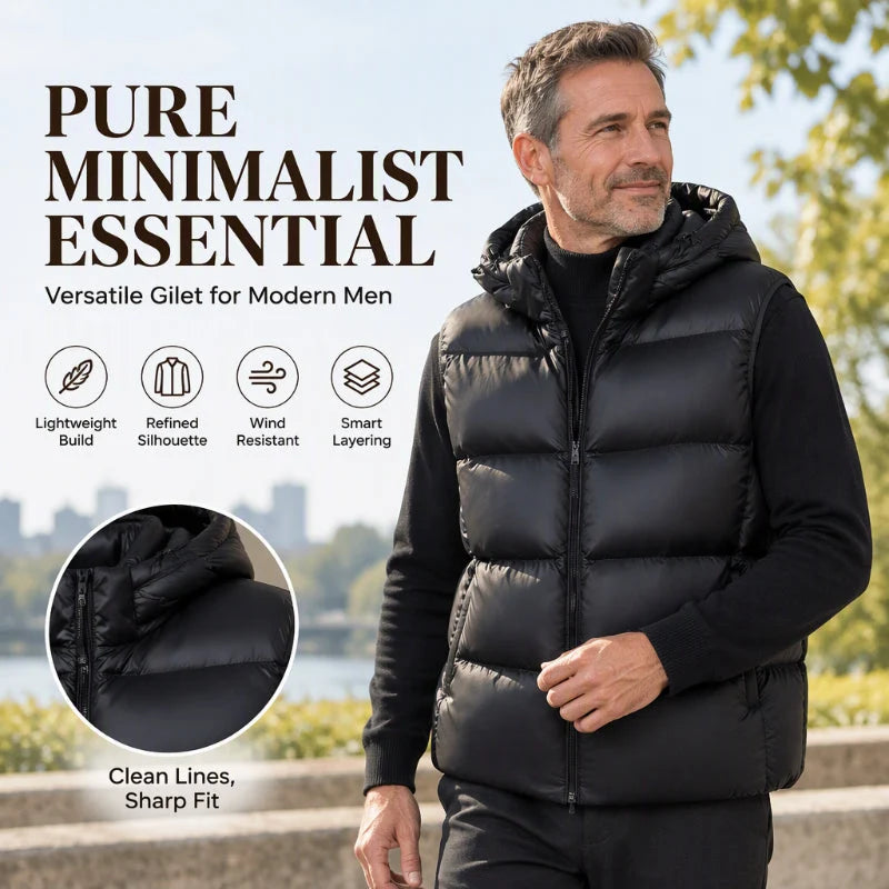 Men's Lightweight Padded Hooded Gilet