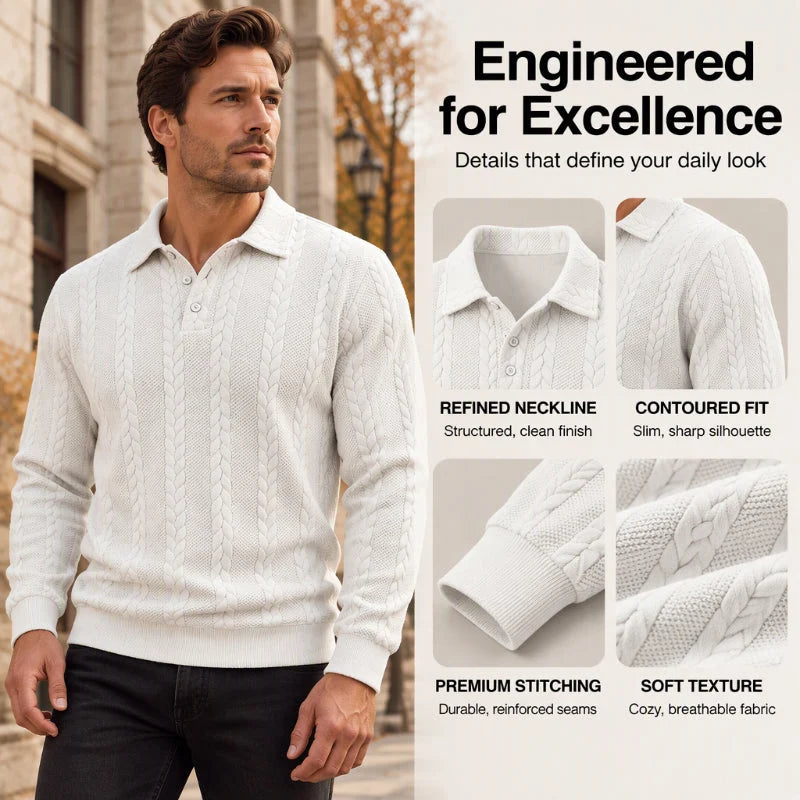 Men's Cable Knit Collared Jumper