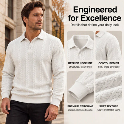 Men's Cable Knit Collared Jumper