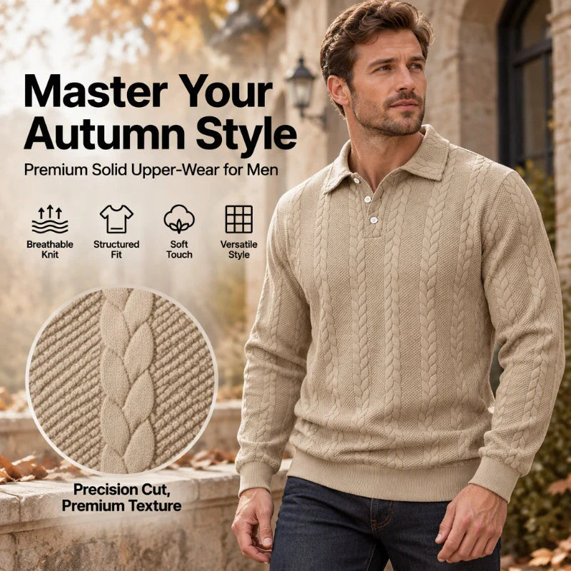 Men's Cable Knit Collared Jumper
