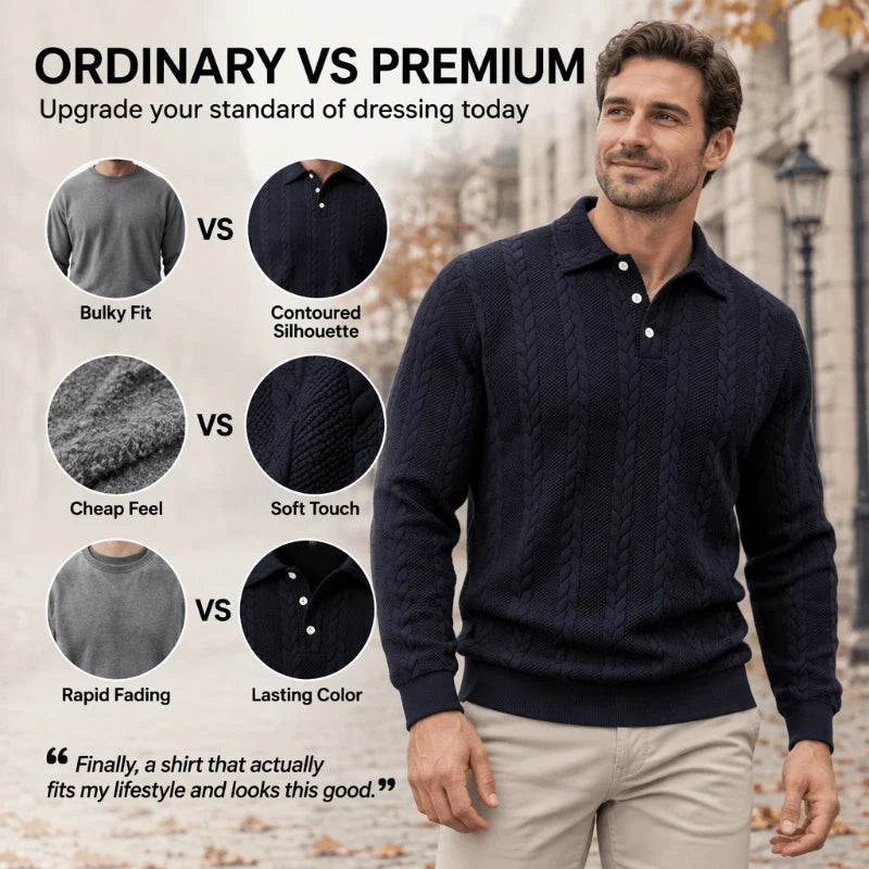 Men's Cable Knit Collared Jumper