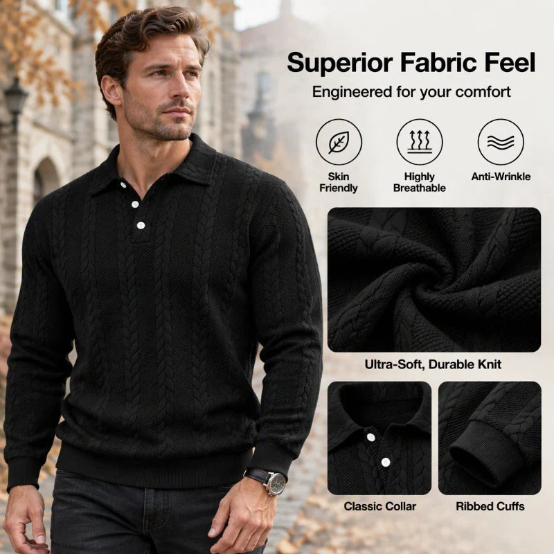 Men's Cable Knit Collared Jumper