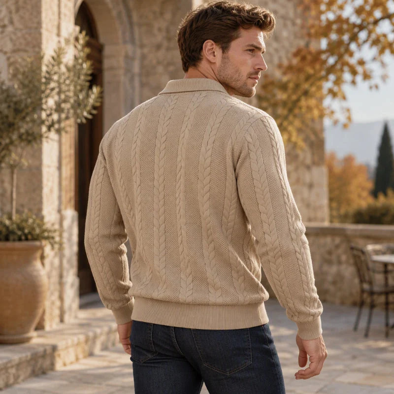 Men's Cable Knit Collared Jumper