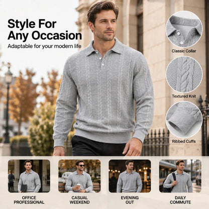 Men's Cable Knit Collared Jumper