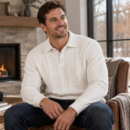 Men's Cable Knit Collared Jumper