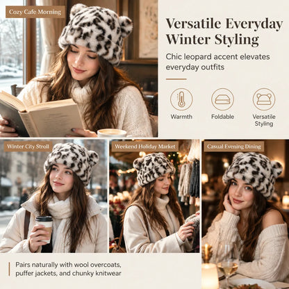 Women's Fluffy Faux Fur Bear Ear Beanie