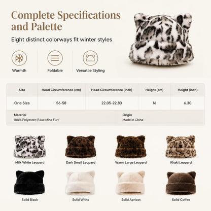Women's Fluffy Faux Fur Bear Ear Beanie