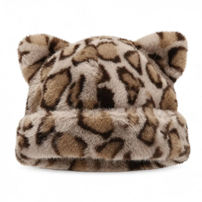 Women's Fluffy Faux Fur Bear Ear Beanie
