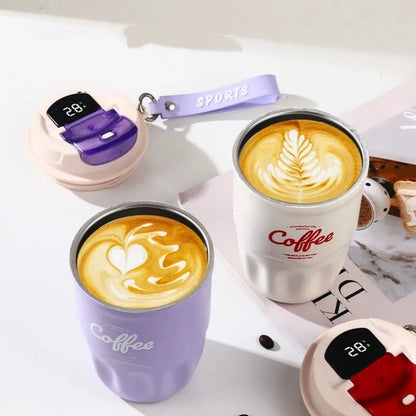 Smart Insulated Coffee Cup with Digital Temperature Display