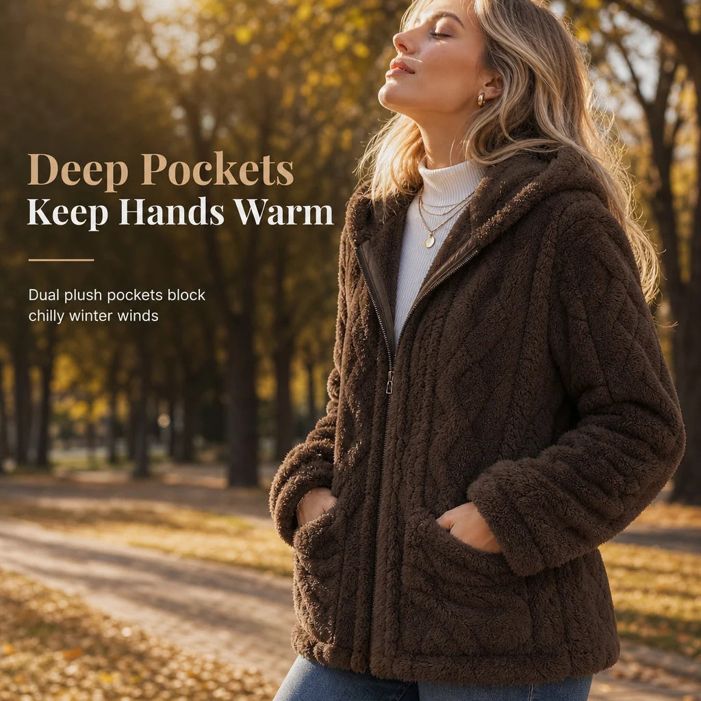 Women's Cosy Plush Fleece Hooded Zip-Up Jacket