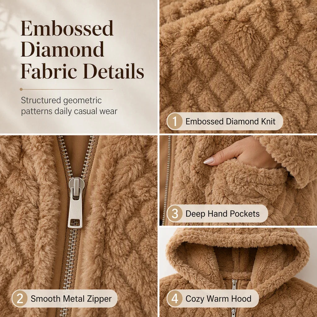 Women's Cosy Plush Fleece Hooded Zip-Up Jacket