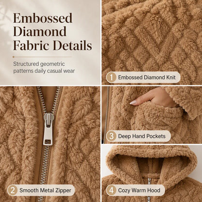 Women's Cosy Plush Fleece Hooded Zip-Up Jacket