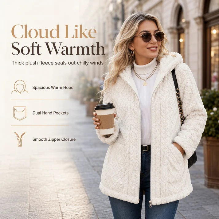 Women's Cosy Plush Fleece Hooded Zip-Up Jacket