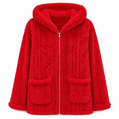 Women's Cosy Plush Fleece Hooded Zip-Up Jacket
