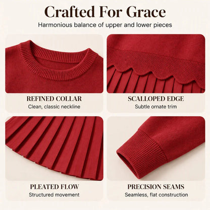 Women's Scallop Hem Jumper & Pleated Skirt Set