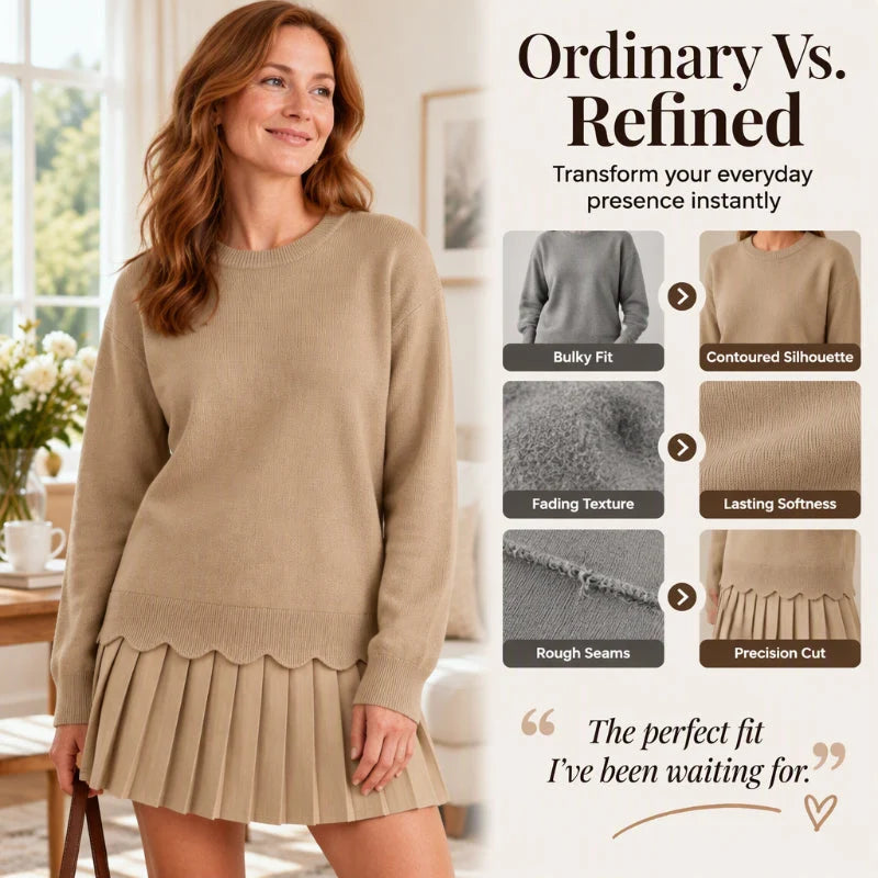 Women's Scallop Hem Jumper & Pleated Skirt Set