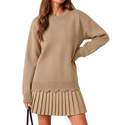 Women's Scallop Hem Jumper & Pleated Skirt Set