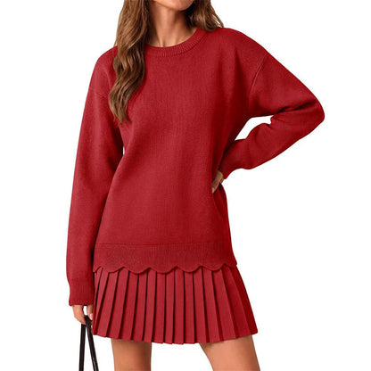 Women's Scallop Hem Jumper & Pleated Skirt Set