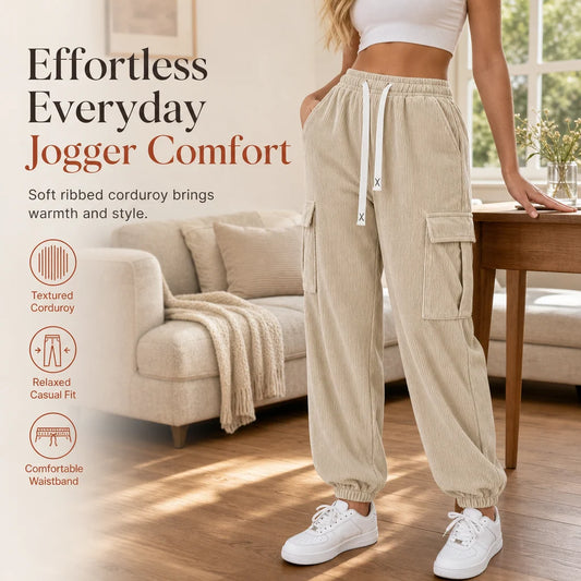Women's Relaxed Corduroy Cargo Joggers