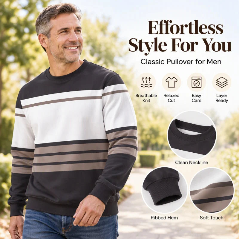 Men's Classic Striped Crew Neck Sweatshirt
