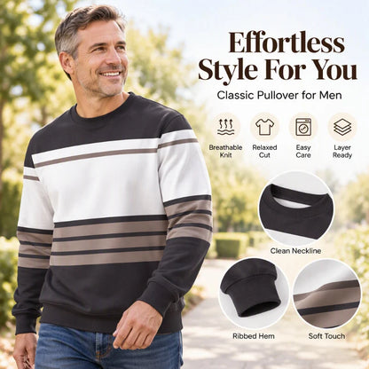 Men's Classic Striped Crew Neck Sweatshirt
