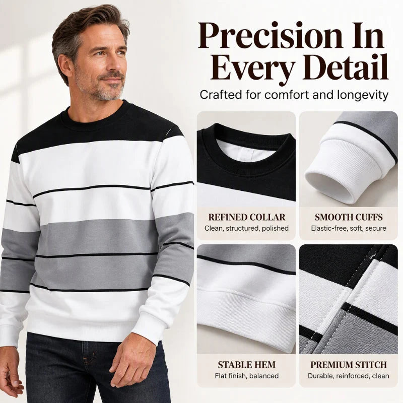 Men's Classic Striped Crew Neck Sweatshirt