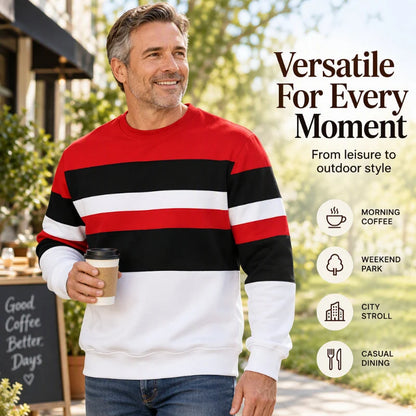 Men's Classic Striped Crew Neck Sweatshirt