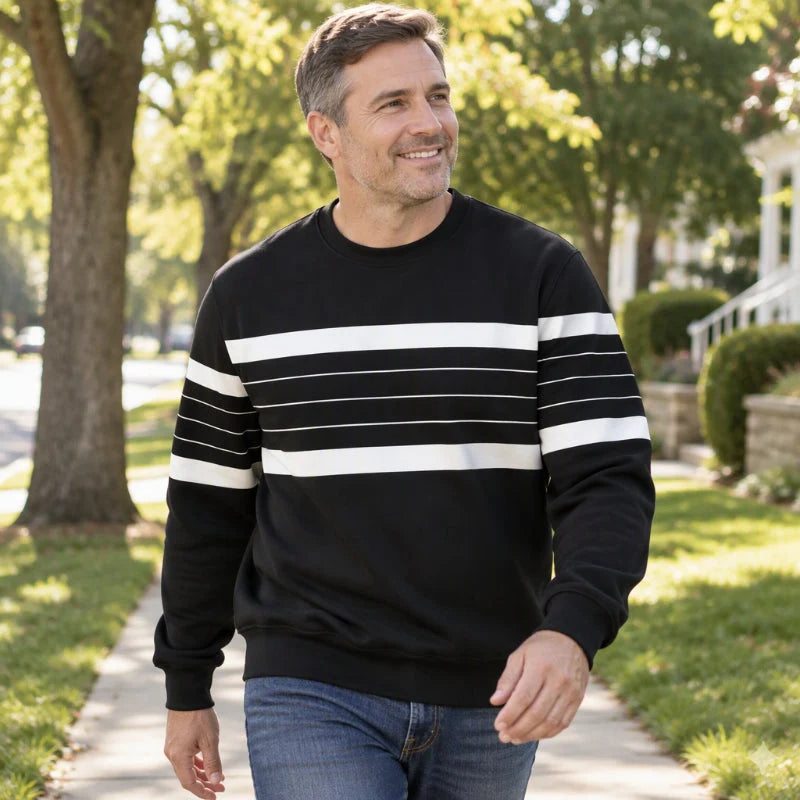 Men's Classic Striped Crew Neck Sweatshirt