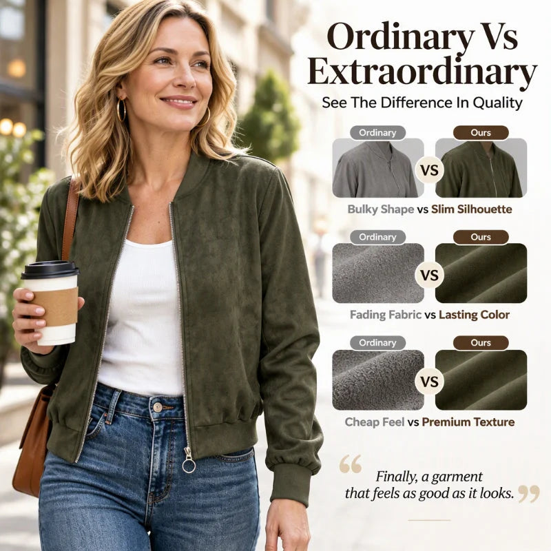 Women's Faux Suede Cropped Bomber Jacket