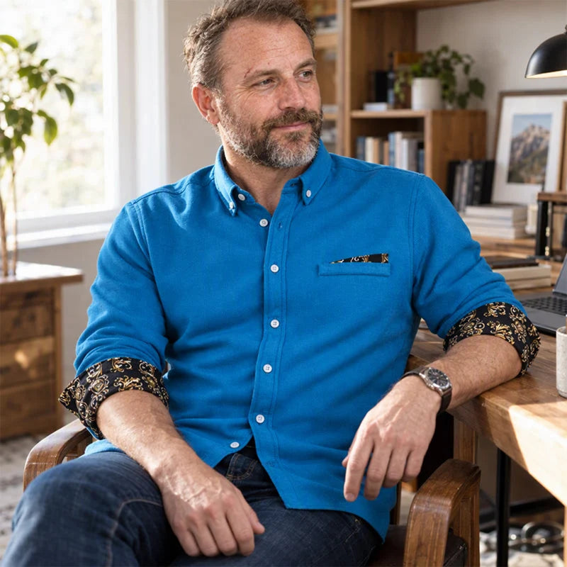 Men's Elegant Patterned Cuff Button-Up Shirt